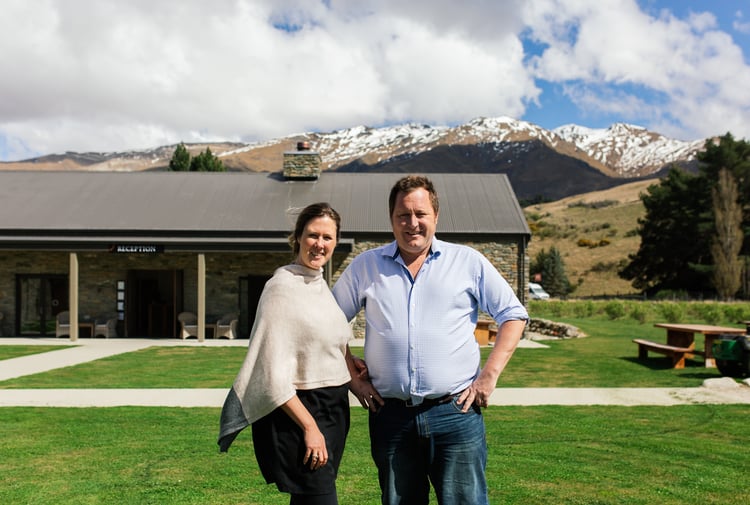 Desiree and Ash outside Cardrona Distillery.