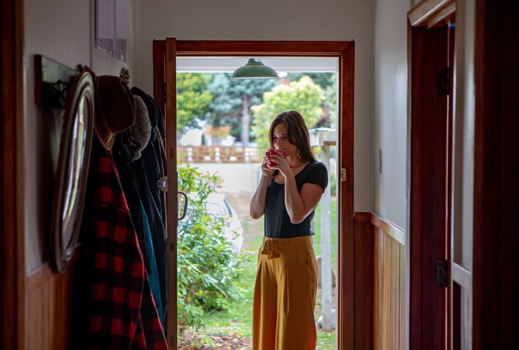 Gemma standing in the doorway at Apiti Church.