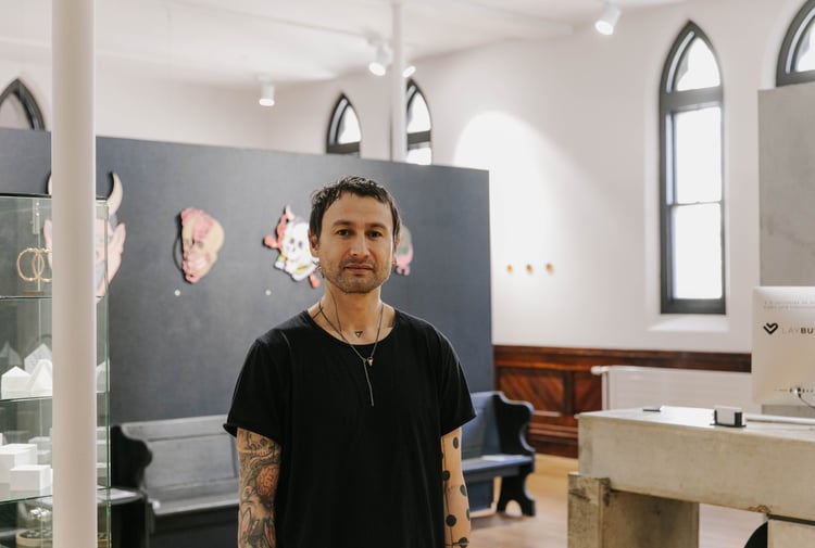 Naith Morrow inside Absolution Tattoo