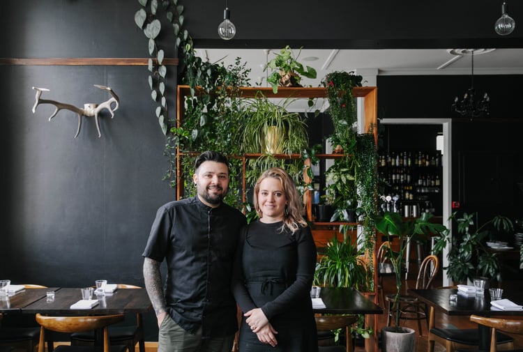Yanina and Pablo Tacchini in their restaurant.