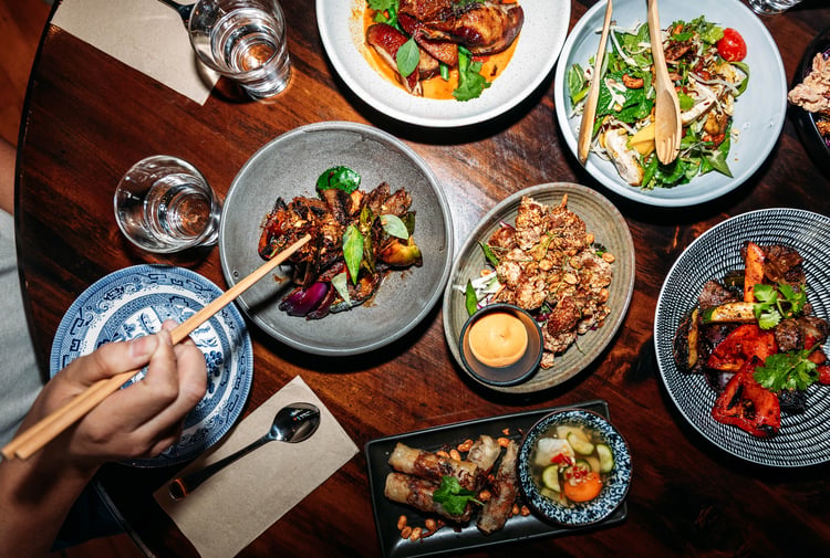 Selection of dishes on the table at Apache.