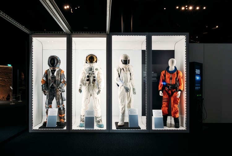 Astronauts in a window.