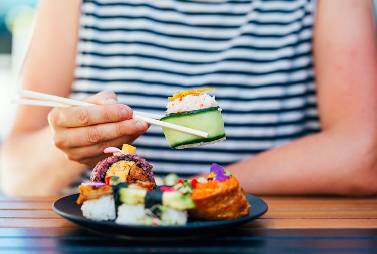 A plate of sushi.