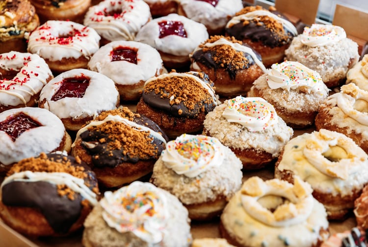 Rows of donuts from Wellington's Belen.