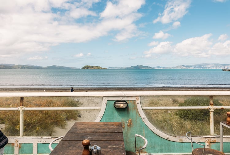 A cafe offering ocean views in Petone, Wellington