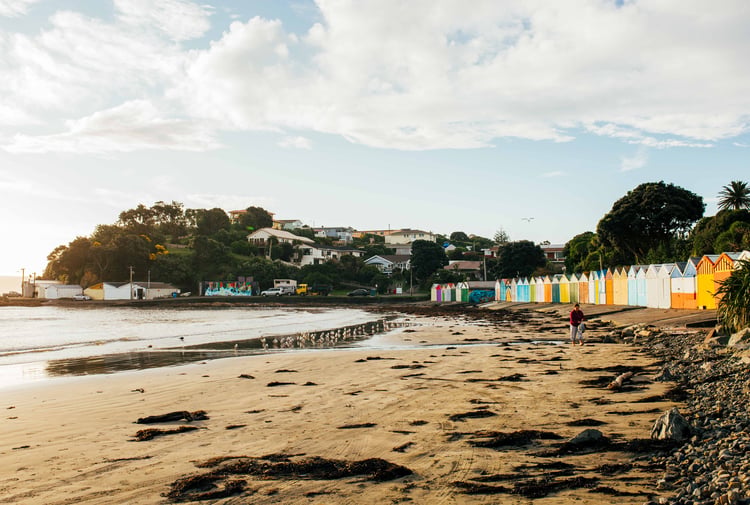 The sunny beach at Titahi Bay in Porirua Wellington.