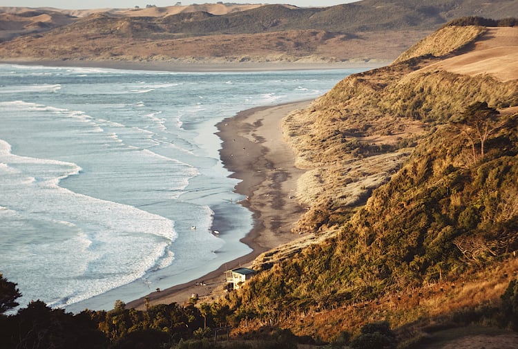 The beach at Raglan, New Zealand.