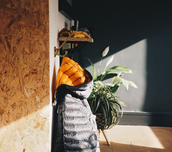 Photo of puffer jacket hanging up by Rick Barrett.