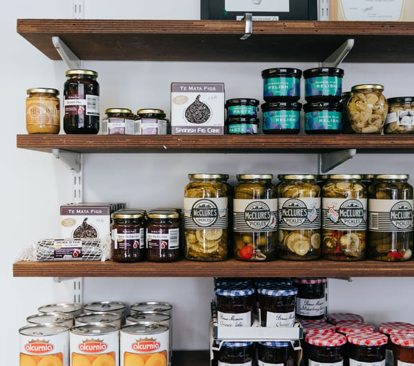 Pantry items for sale at Akaroa Butchery.
