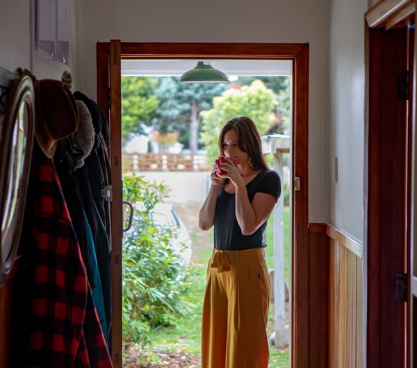 Gemma standing in the doorway at Apiti Church.