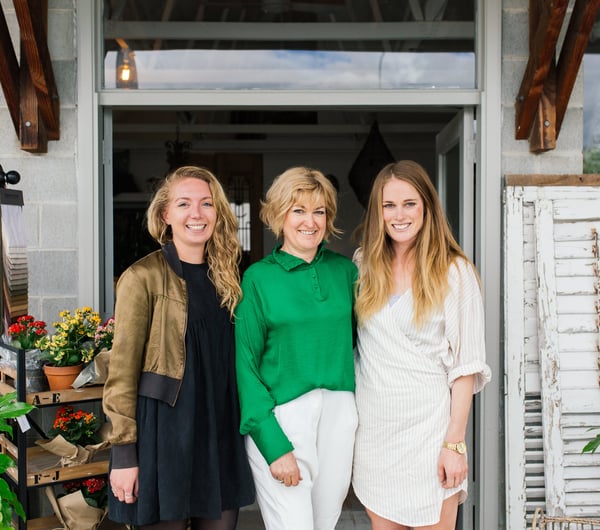 Anna Begg of the Workroom Caravan with two other women.