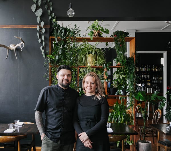 Yanina and Pablo Tacchini in their restaurant.
