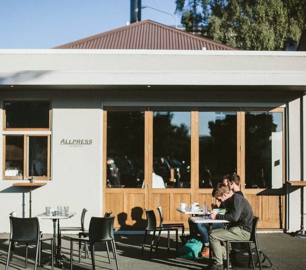 Front of Allpress cafe in Dunedin.