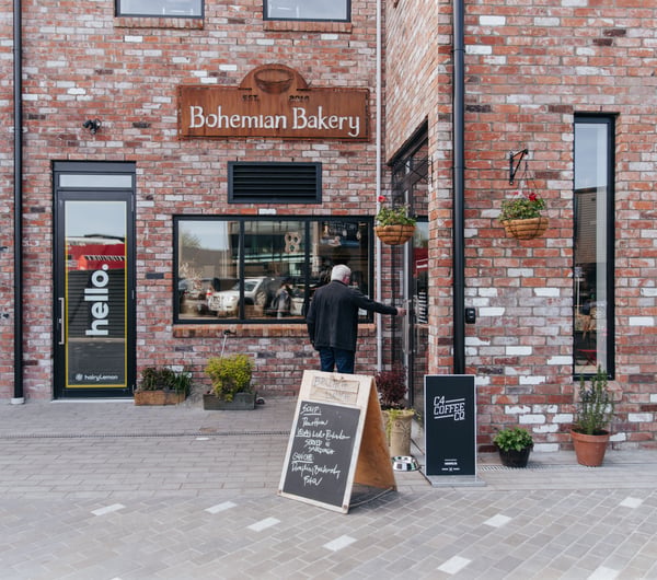 Brick facade of the Bohemian Bakery.