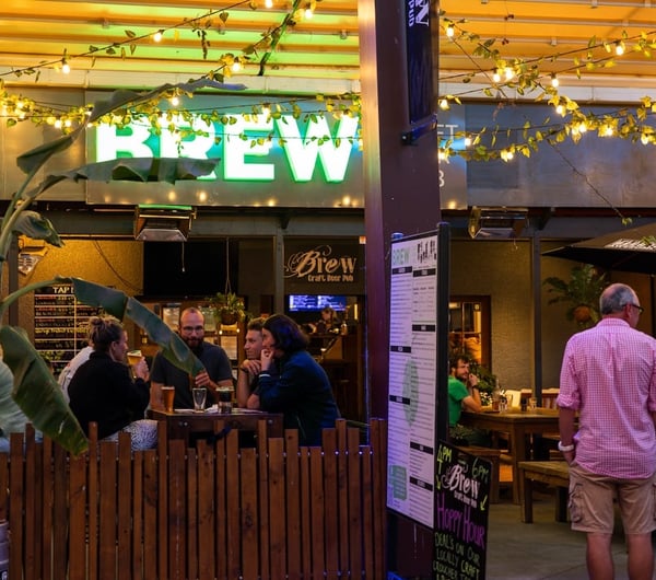 People waiting for a table outside Brew.