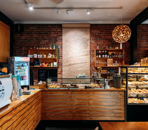 Counter and cabinet at Caffiend.