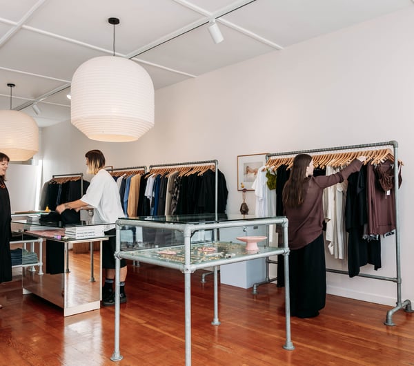 Customers being served at Company Store.