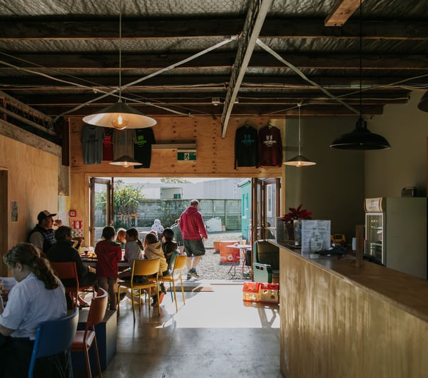 Interior view of the bar at Emporium Brewing, Kaikōura.
