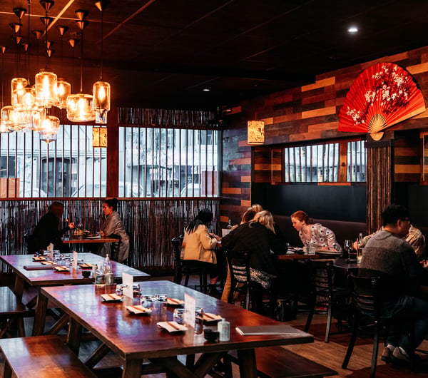 Diners sitting at tables at Haru.