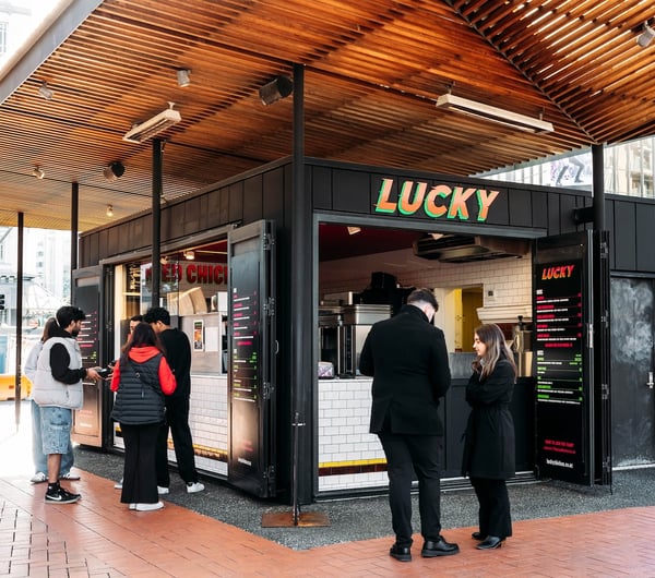 Corner view of LUCKY.