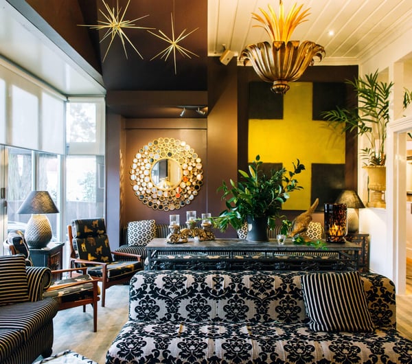 The colourful and luxurious living room inside Nice Hotel.