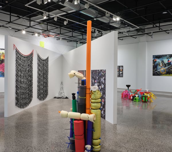A colourful art installation inside Objectspace Auckland.