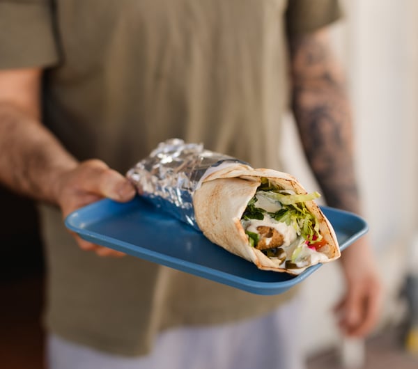 Wrap on a plate at Phoenician Falafel.