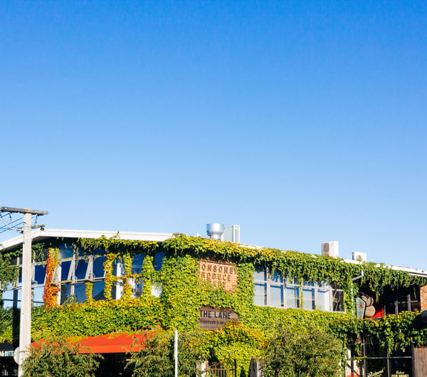 Exterior view of Ponsonby Central from the lane entrance.