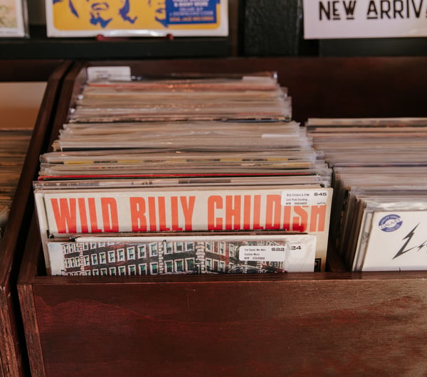 Lots of records for sale at Ride On Super Sound.