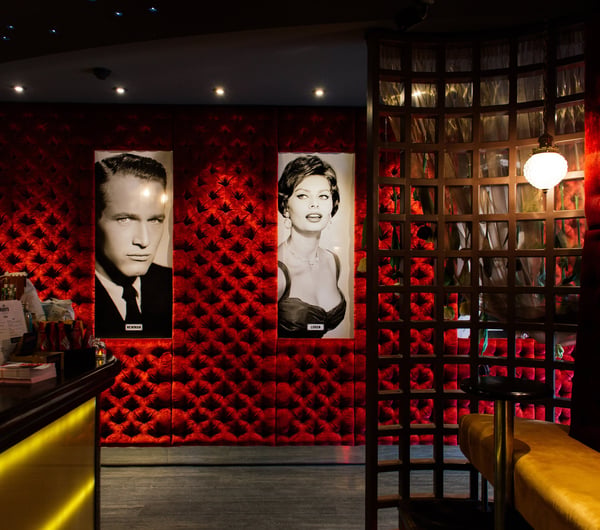 Hollywood movie stars on a wall.