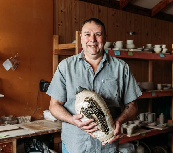 Close up of Silenzio Pottery's Andrew Killick