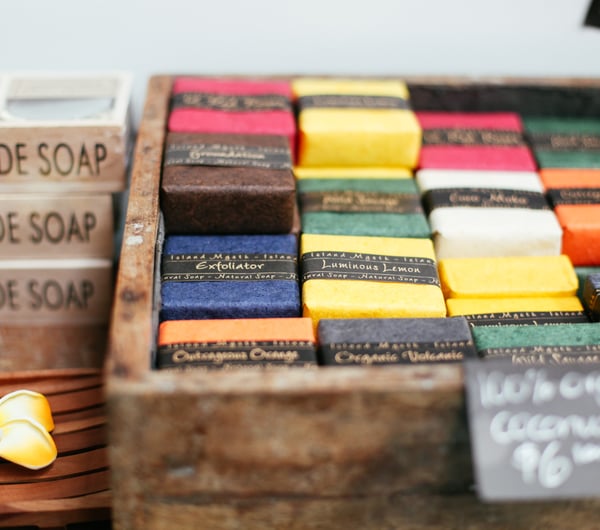 Close up of handmade soaps.