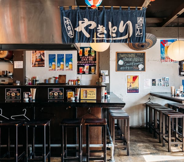 The inside of a Japanese restaurant.