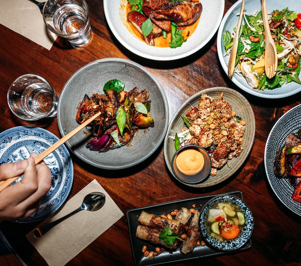Selection of dishes on the table at Apache.