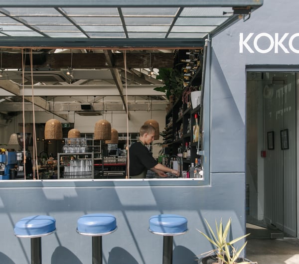 A large window looking into Kokomo cafe and restaurant in Christchurch.
