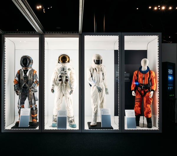 Astronauts in a window.