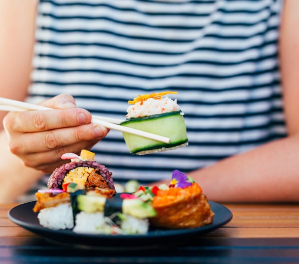 A plate of sushi.