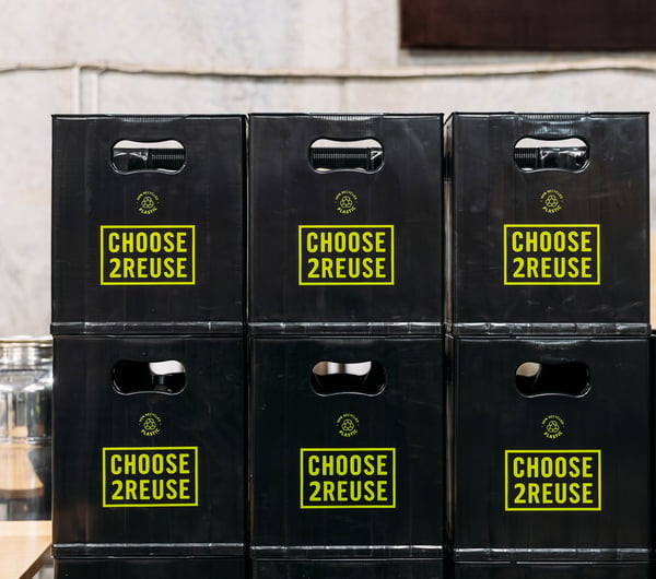 Choose To Reuse Crates at The Bond Store.