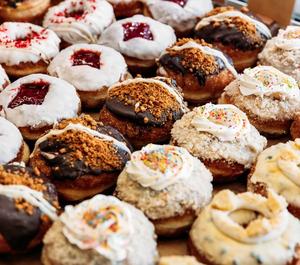 Rows of donuts from Wellington's Belen.