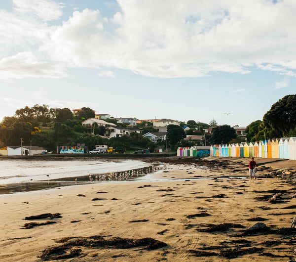 The sunny beach at Titahi Bay in Porirua Wellington.