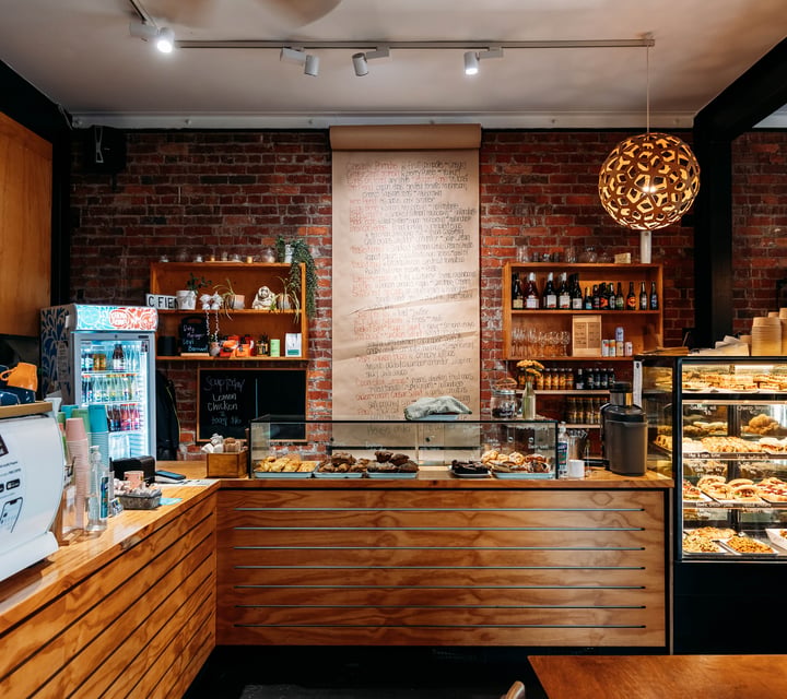Counter and cabinet at Caffiend.