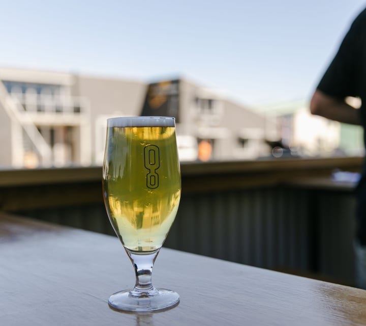 Glass of beer on the table.