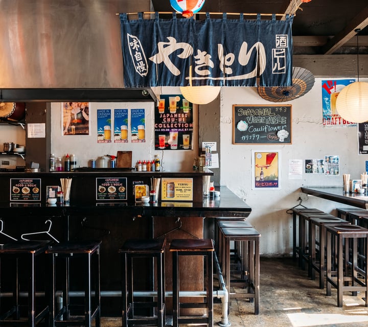 Bar area at Kazu Yakitori & Sake Bar.