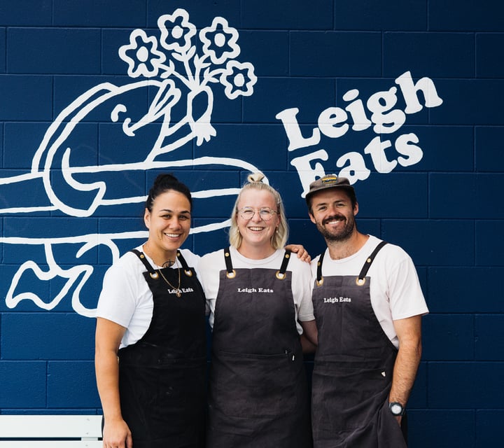 Team outside at Leigh Eats.