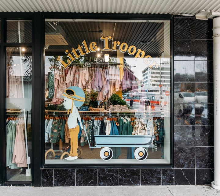 The exterior of Little Trooper store Tauranga.