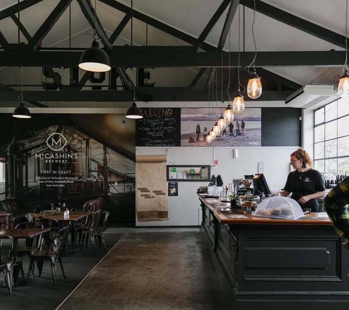 View inside the restaurant at McCashins Brewery.