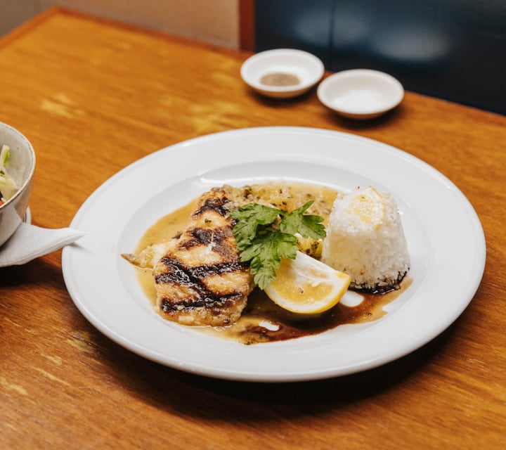 A plate of food.