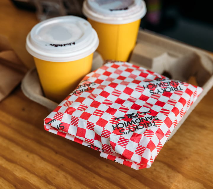 Sandwich and coffee takeaway order
