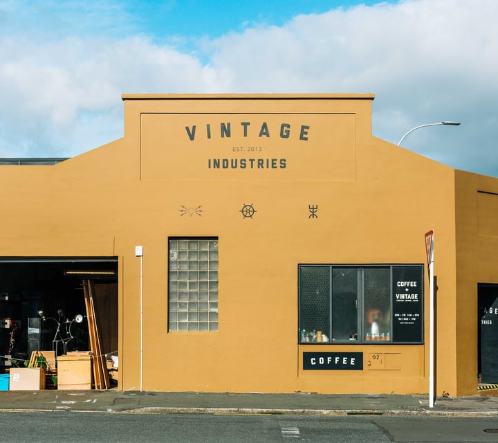 Exterior of Vintage Industries, New Plymouth.