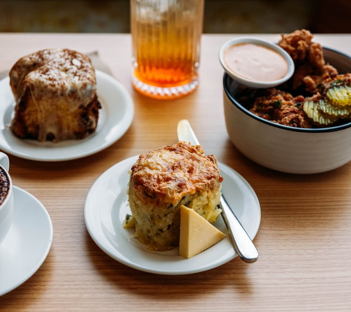 Food dishes on the table at Wooden Spoon.